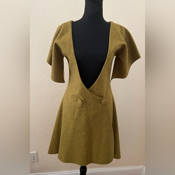 NWT Ioanna Kourbela Green Wool Coat Dress Size Small - Picture 16 of 16